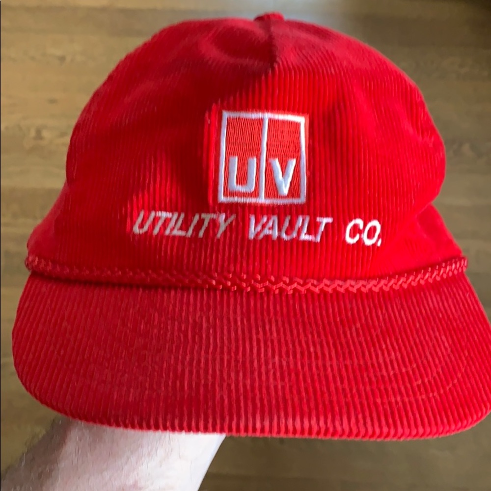 Bright red corduroy hat